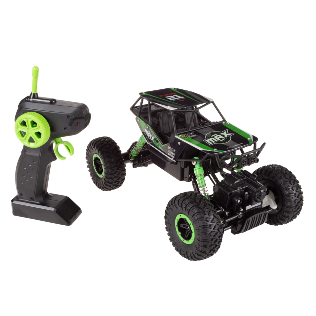 Remote Control Monster Truck 2.4 Ghz Off Road Green Oversized Wheels 6.25"